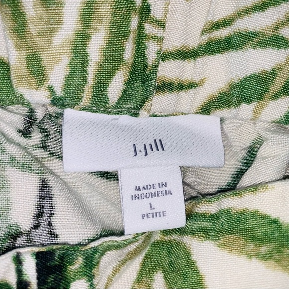 J. Jill Bamboo Tropical Leaves Cropped Wide Leg Linen Blend Pants L Peti… - Picture 3 of 4
